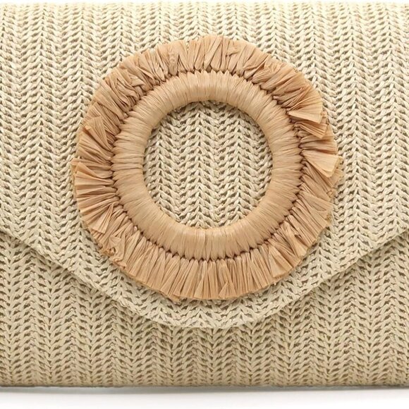 Accessories - Straw Clutch Purse Women Summer Beach Envelope Bag Crossbody Handbag